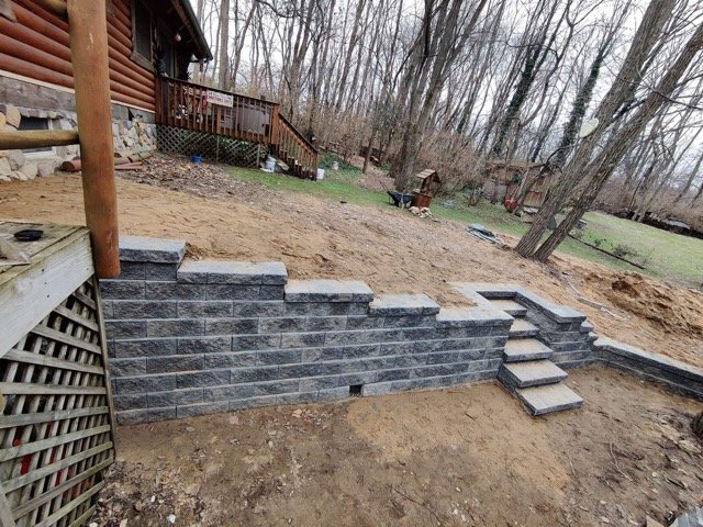 Retaining wall and steps
